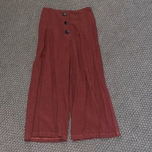 Orange brown wide leg flowy buttoned pants